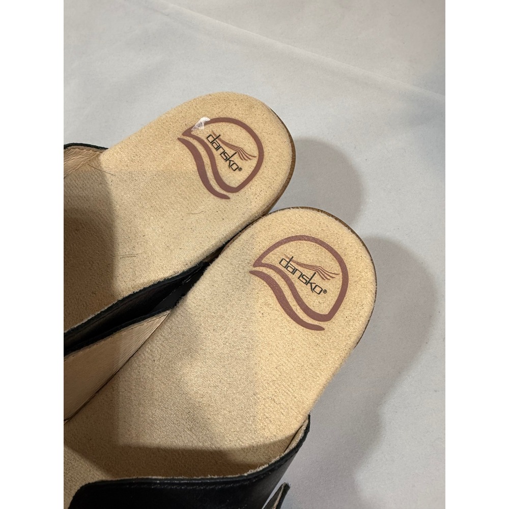 Dansko Black Leather Sophie Slip on Wedge Slide Sandals Adjustable Buckle 41 - Picture 13 of 13